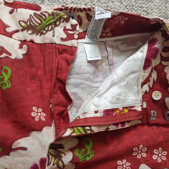 Zara Red and White Wide-Leg Linen Pants - Picture 13 of 13